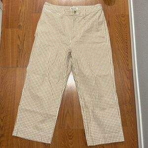 Madewell Emmett Wide Leg Crop Pants - Tan Gingham